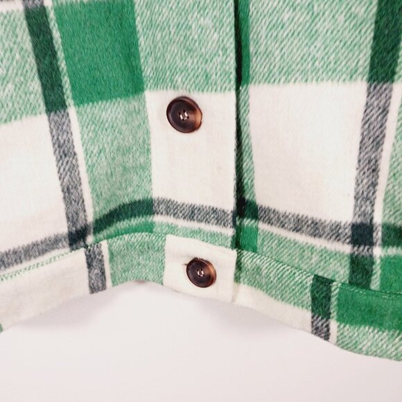STACCATO Green & Cream Plaid Shacket, Relaxed Fit, Button Up, Jacket, Size Small - Picture 9 of 16
